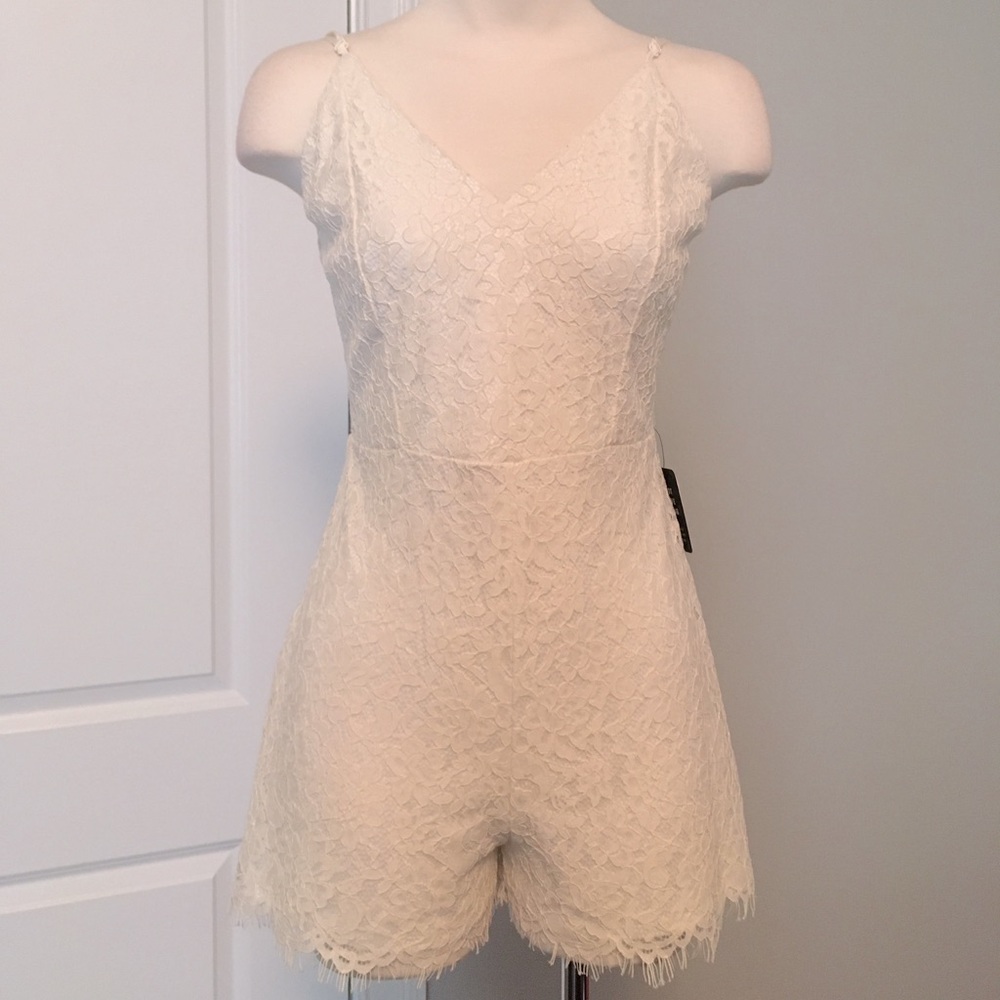 Express ivory white lace romper - NWT